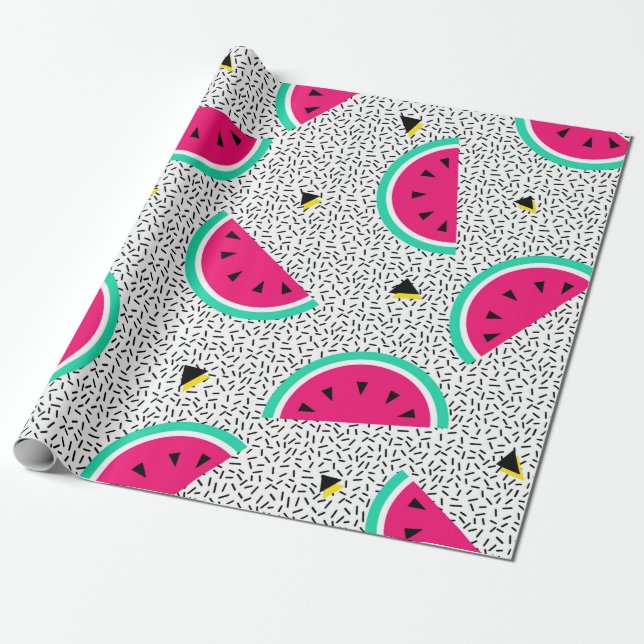 Vattenmelon, sömlös mönster. Geometrisk retro stil Presentpapper (Utrullad)