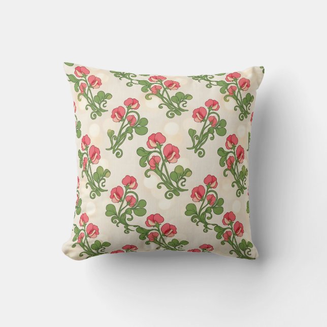 Vattenmelon Sömlöst Blommönster Dekorativ Kudd Kudde (Framsida)