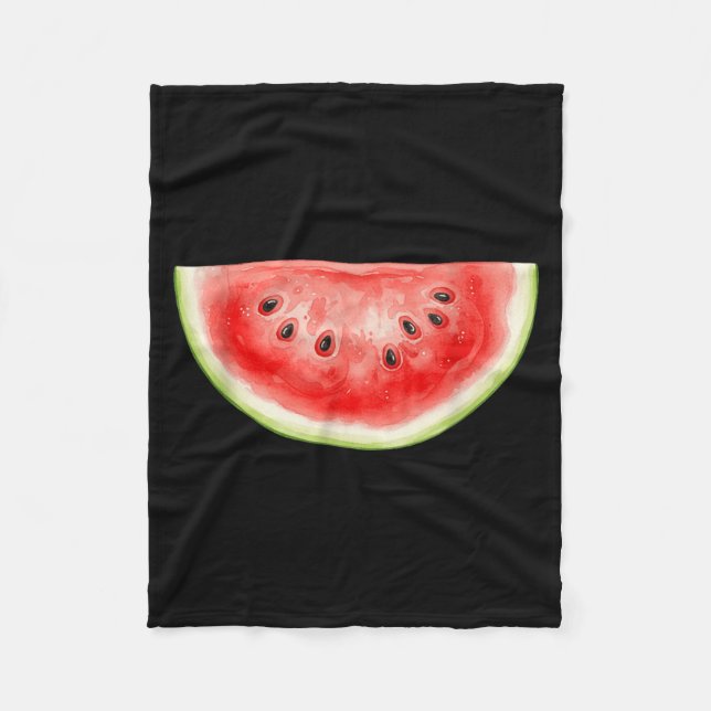 Vattenmelon Sommar Akvarell Frukt Skiva Saftig Fleecefilt (Framsidan)