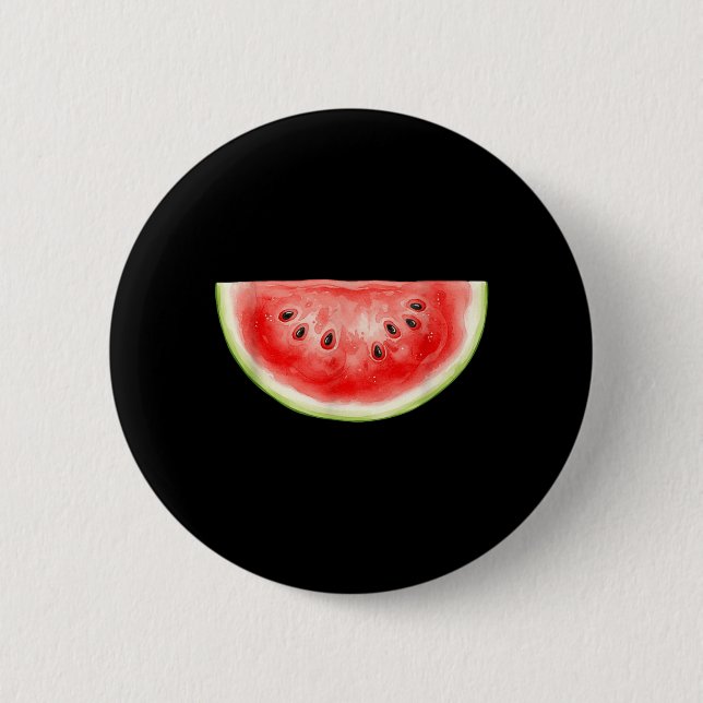 Vattenmelon Sommar Akvarell Frukt Skiva Saftig Knapp (Framsida)