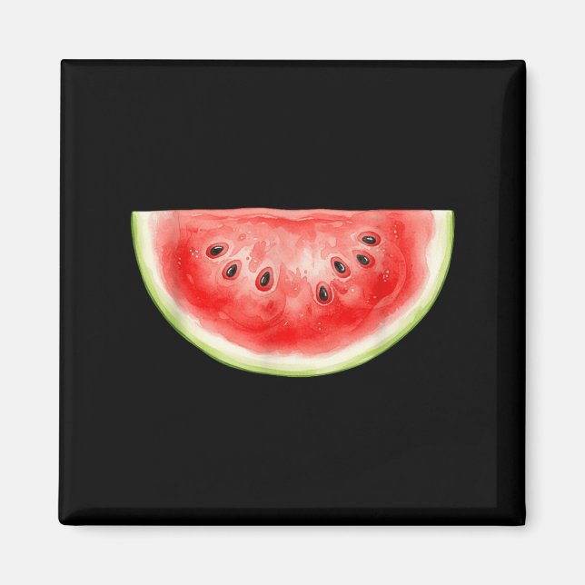 Vattenmelon Sommar Akvarell Frukt Skiva Saftig Magnet (Framsidan)