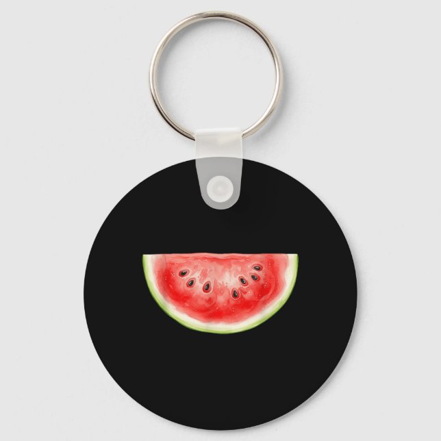 Vattenmelon Sommar Akvarell Frukt Skiva Saftig Nyckelring (Framsida)