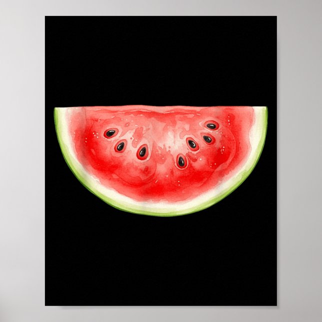 Vattenmelon Sommar Akvarell Frukt Skiva Saftig Poster (Framsidan)