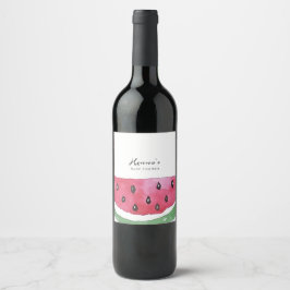Vattenmelon Sommar Baby Shower  Vinflaska Etikett