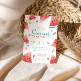 Vattenmelon Sommar BBQ Trädgårdsfest Inbjudningar