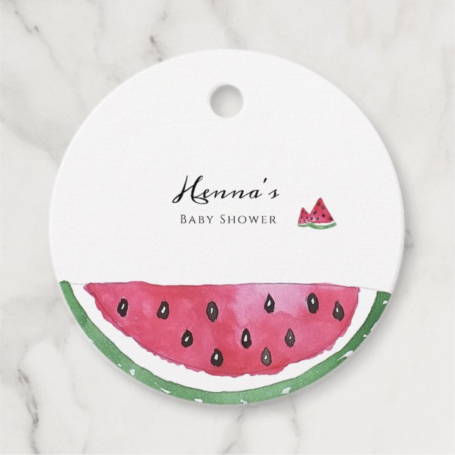 Vattenmelon Sommar Bebis Shower  Gåvor Etiketter (Framsida)