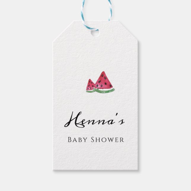 Vattenmelon Sommar Bebis Shower  Presentetikett (Framsidan)