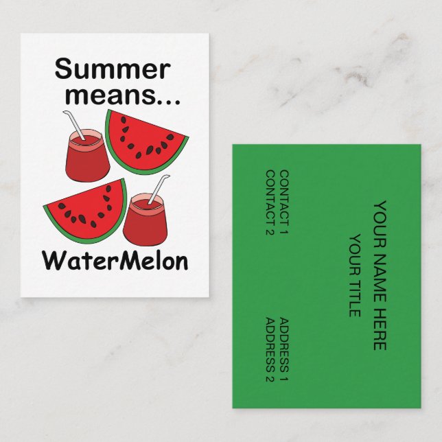 Vattenmelon Sommar Betyder Vattenmelon Nutritionis Visitkort (Fram/baksida)