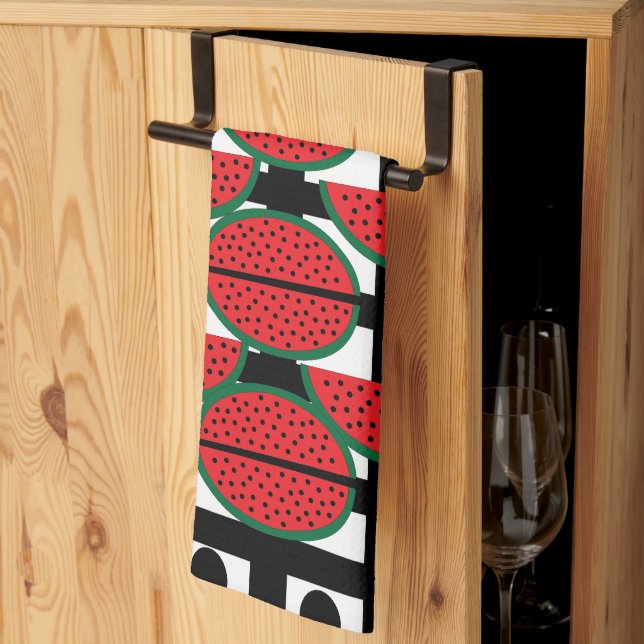 Vattenmelon Sommar Frukt Geometriskt Mönster     Kökshandduk (Thirds Fold)