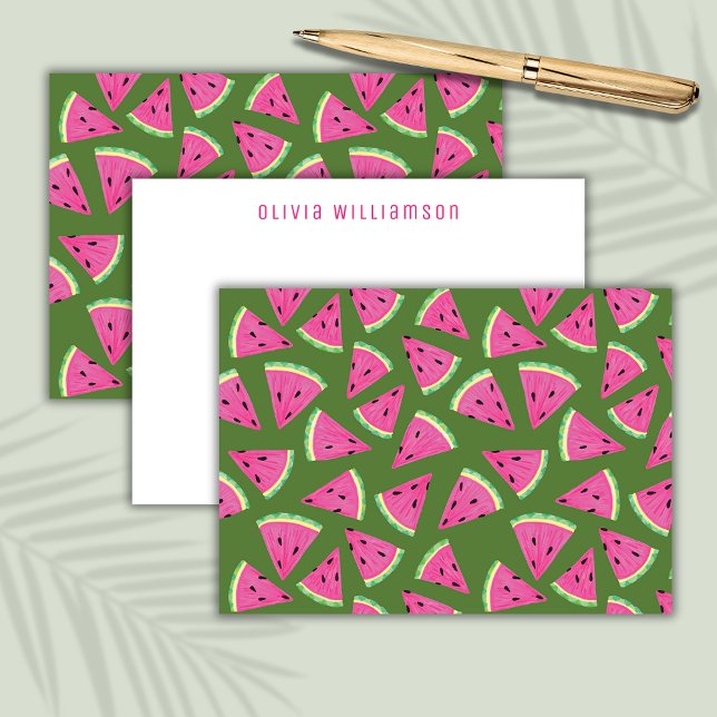 Vattenmelon Sommar Frukt mönster Anteckningskort (Personalized watermelon notecards)