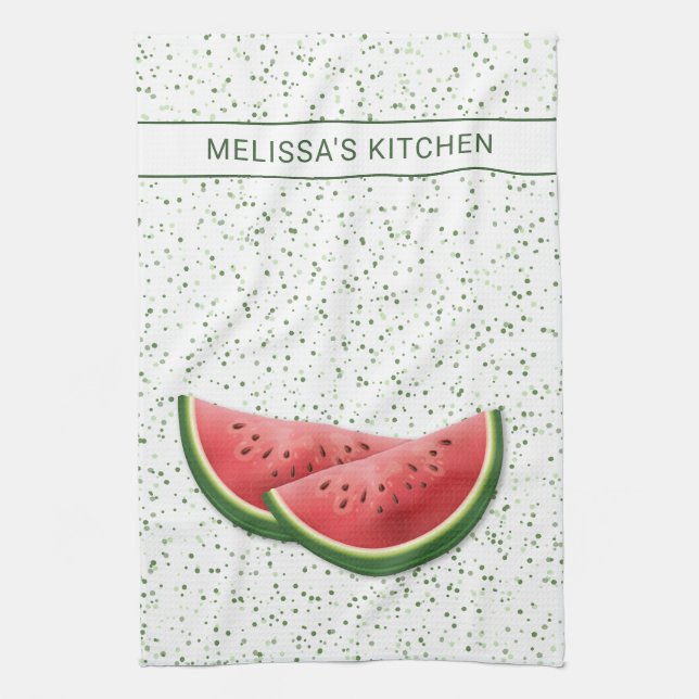 Vattenmelon Sommar Frukt Skivor Med Anpassad Text Kökshandduk (Vertikal)