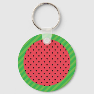 Vattenmelon Sommarfrukt rosa Svart grönt mat Nyckelring