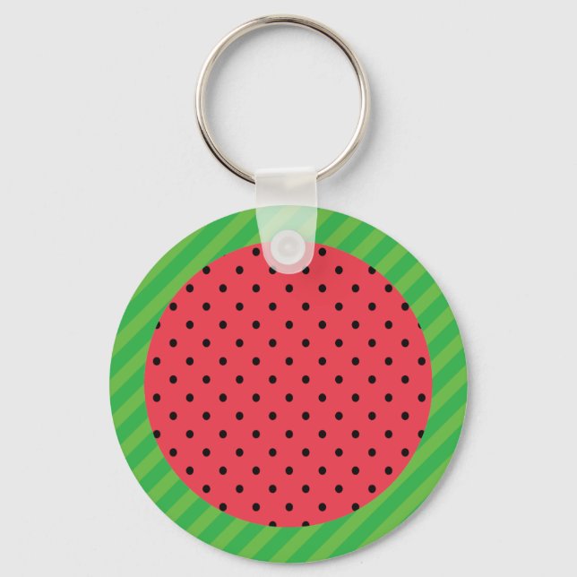 Vattenmelon Sommarfrukt rosa Svart grönt mat Nyckelring (Framsida)