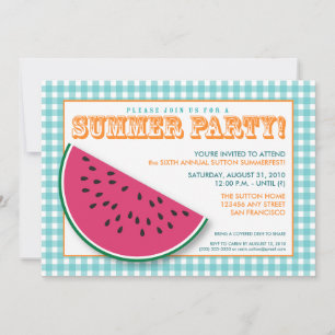 Vattenmelon Sommarkookout/BBQ-inbjudan (aqua) Inbjudningar