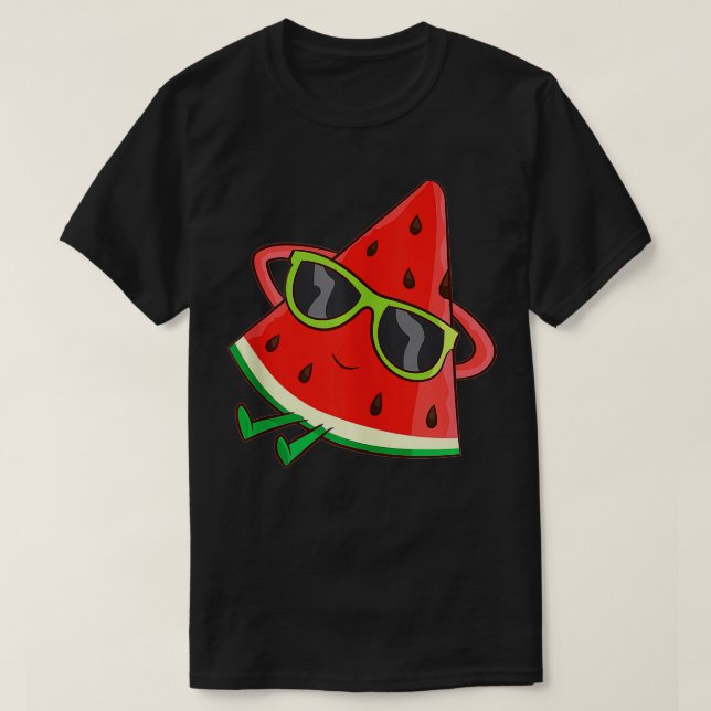Vattenmelon Sommarmelon med solglasögon roligt vat T Shirt (Design framsida)