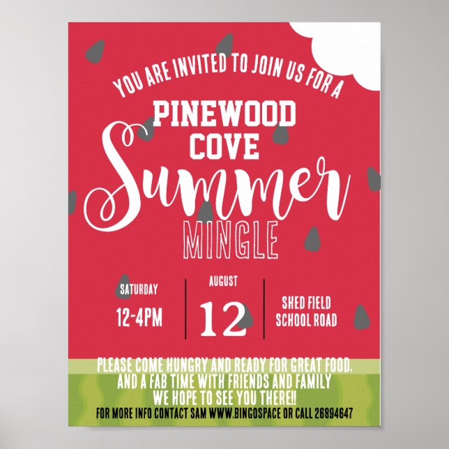Vattenmelon Sommarmingel party Poster (Framsidan)