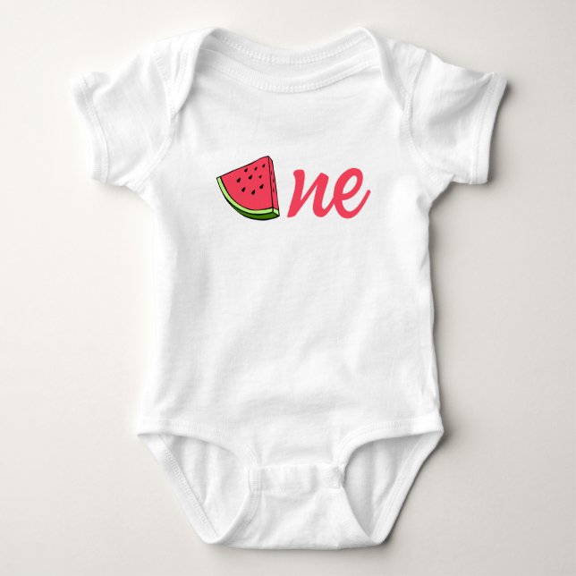 Vattenmelon Söt En i Melonen 1:a Baby Födelsedag T Shirt (Framsida)