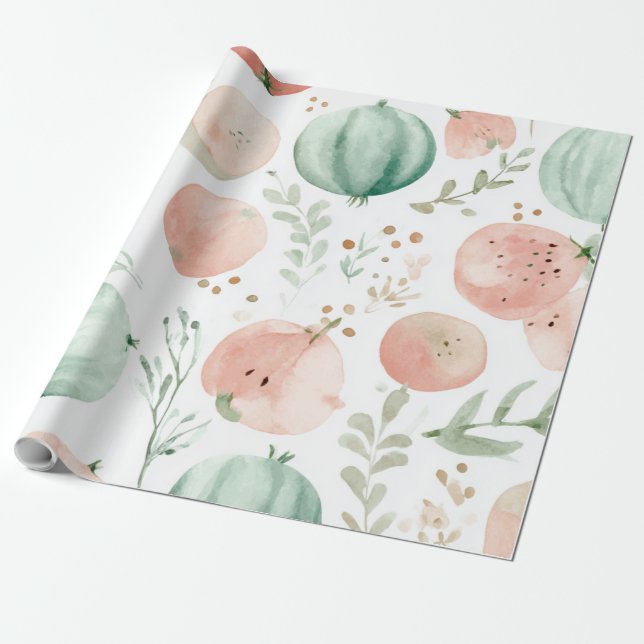 Vattenmelon Söt Färgrik Rosa Grön Presentpapper (Utrullad)