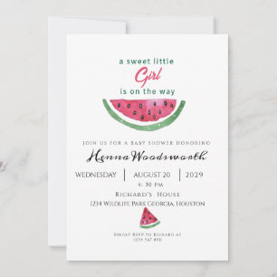 Vattenmelon Söt Flickas Sommar Bebis Bjudning Inbjudningar