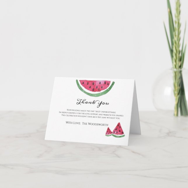 Vattenmelon Söt Flickas Sommar Tack  Kort (Framsida)