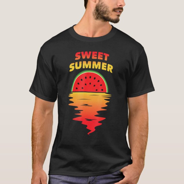 Vattenmelon - Söt sommar - Melon - Sunset - Beach T Shirt (Framsida)