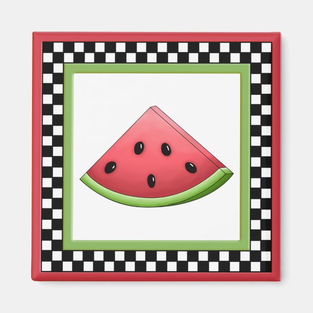 Vattenmelon Square Checkerboard Magnet (Framsidan)