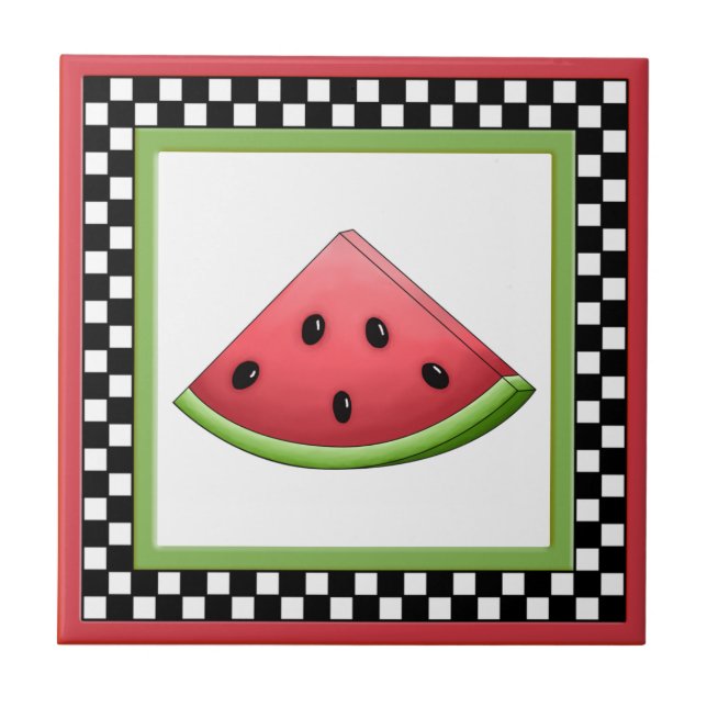 Vattenmelon Square Checkerboard Tiles & Trivets Kakelplatta (Framsidan)