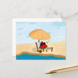 vattenmelon strand sommarlov helg vykort