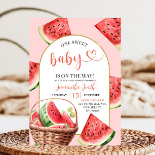 Vattenmelon tema sommar tropisk frukt baby shower inbjudningar