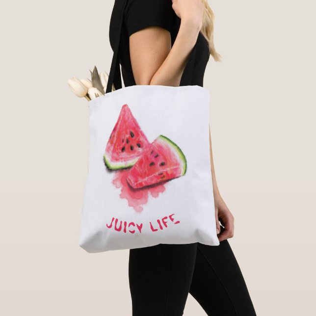 Vattenmelon Tote Bag med Anpassningsbar Text Tygkasse (Närbild)