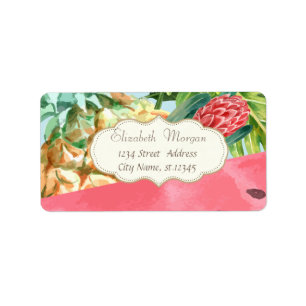 Vattenmelon,Tropical Handflatan Löv Adressetikett
