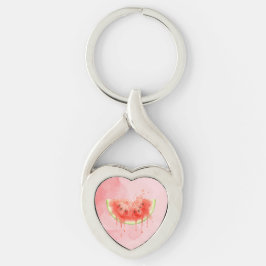 Vattenmelon Twisted Heart Silverfärgad Nyckelring