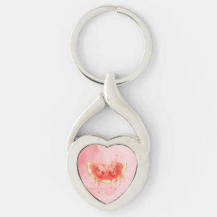 Vattenmelon Twisted Heart Silverfärgad Nyckelring