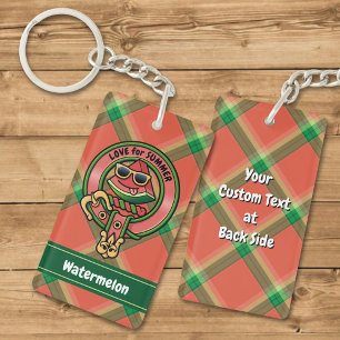 Vattenmelon Vapensköld över Tartan Keychain