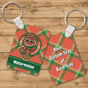 Vattenmelon Vapensköld över Tartan Keychain Nyckelring