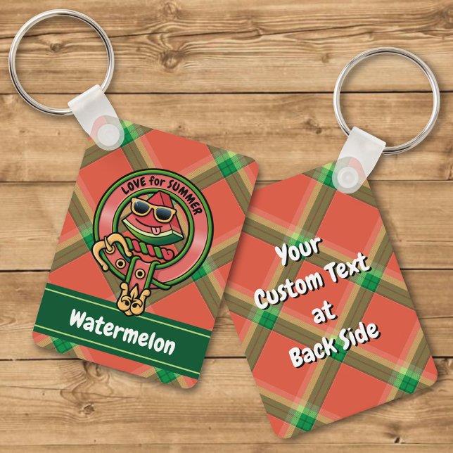 Vattenmelon Vapensköld över Tartan Keychain Nyckelring (Skapare uppladdad)