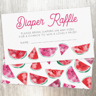 Vattenmelon Vattenfärg Baby Shower Blöjlotteri Tilläggskort