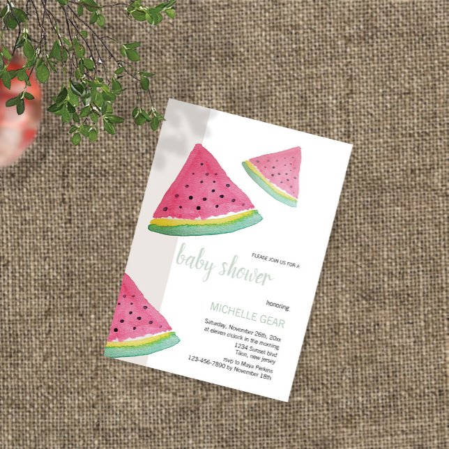 Vattenmelon Vattenfärg Illustration Inbjudningar (Skapare uppladdad)