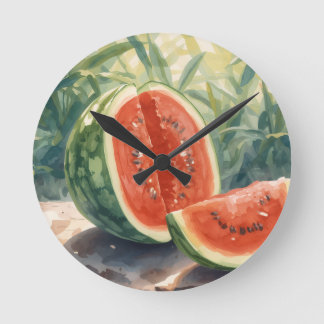 Vattenmelon Vattenfärg Rund Klocka