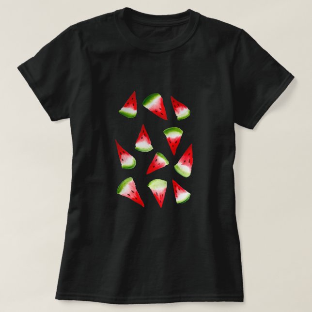 Vattenmelon vattenfärgssöt frukt t shirt (Design framsida)