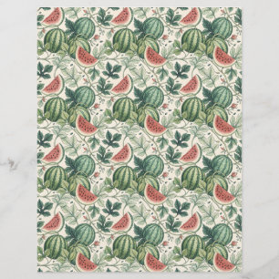 Vattenmelon vintage bontanic scrapbokspapper beige