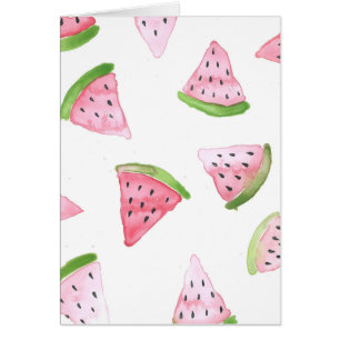 Vattenmelon Watercolor Skriv ut hälsningskort