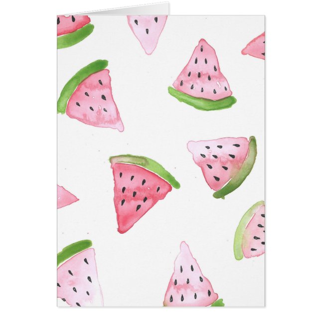 Vattenmelon Watercolor Skriv ut hälsningskort (Framsidan)