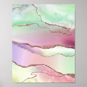 Vattenmelonagat Neo Mint Grönt och Cassis Rosa Poster
