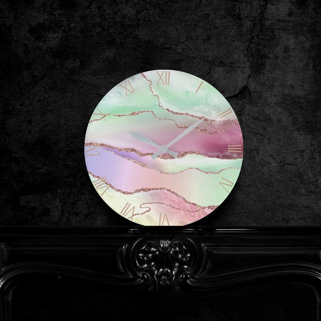 Vattenmelonagat | Neo Mint Grönt och Cassis Rosa Rund Klocka (Skapare uppladdad)