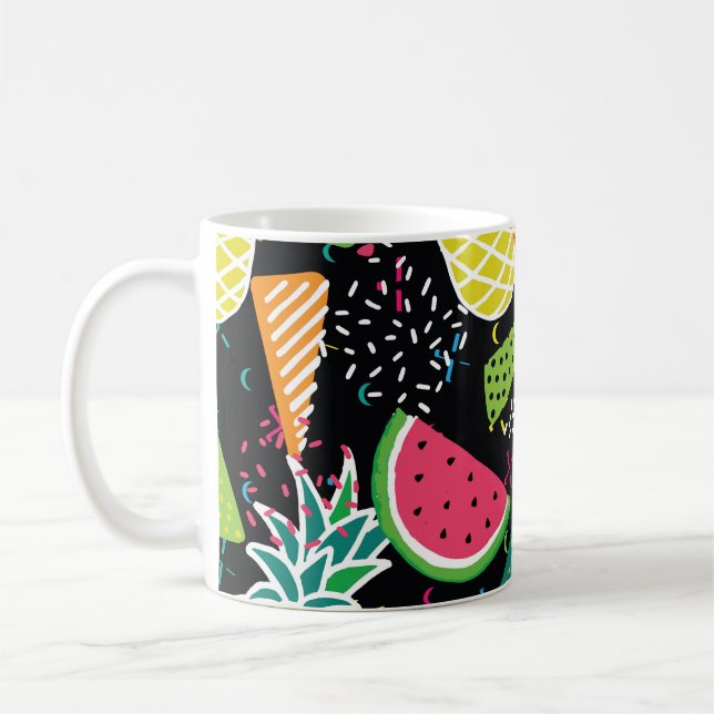 Vattenmelonananas: Geometriskt sjölöst Mönster Kaffemugg (Vänster)