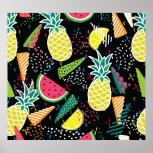 Vattenmelonananas: Geometriskt sjölöst Mönster Poster