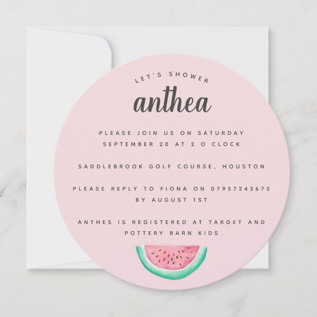 vattenmelonbaby shower inbjudningar (Framsida)