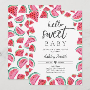 Vattenmelonbabyskor, sommarfrukts, babyskor inbjudningar
