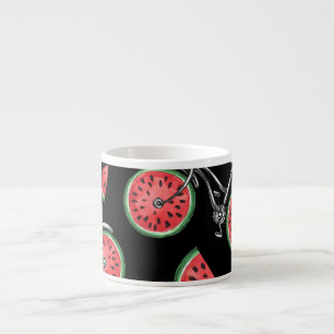 Vattenmeloncyklar, sommaren mönster. espressomugg